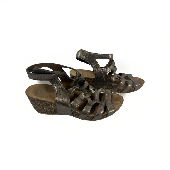 Dansko Selina Pewter Sandals Nappa Leather Strappy Greek Metallic 10.5-11 / 41 - Picture 2 of 4